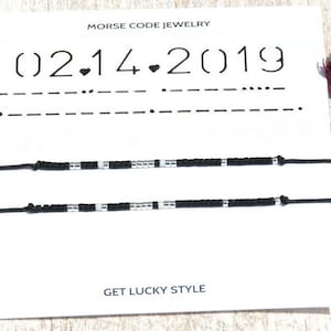 Custom Date Morse Code Bracelet couple , Matching couple bracelets,Anniversary gift for boyfriend/girlfriend ,Personalized His Hers bracelet image 3