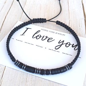 Custom morse code bracelet, Personalized men bracelet,Anniversary,birthday gift for men,143 bracelet boyfriend gift,Adjustable Friendship immagine 10