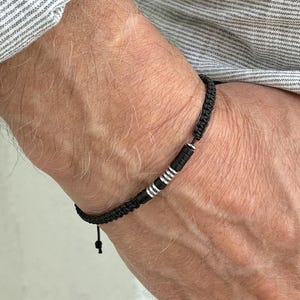 Custom morse code bracelet, Personalized men bracelet,Anniversary,birthday gift for men,143 bracelet boyfriend gift,Adjustable Friendship immagine 3