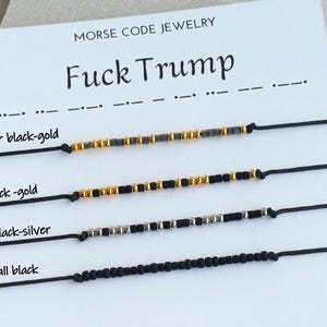 FDT Morse code Bracelet ,Anti Trump Accessories, Secret Protest Jewelry,Fuck Trump Hidden Message, Activist Gift image 5