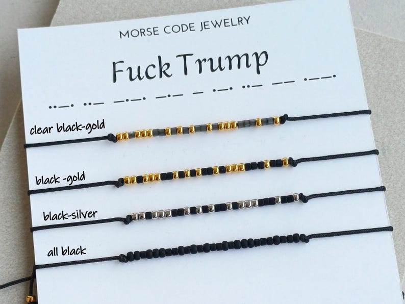 FDT Morse code Bracelet ,Anti Trump Accessories, Secret Protest Jewelry,Fuck Trump Hidden Message, Activist Gift image 5