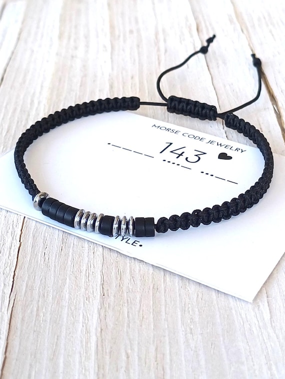 Custom morse code bracelet, Personalized men bracelet,Anniversary,birthday gift for men,143 bracelet boyfriend gift,Adjustable Friendship