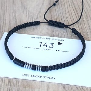 Custom morse code bracelet, Personalized men bracelet,Anniversary,birthday gift for men,143 bracelet boyfriend gift,Adjustable Friendship immagine 6