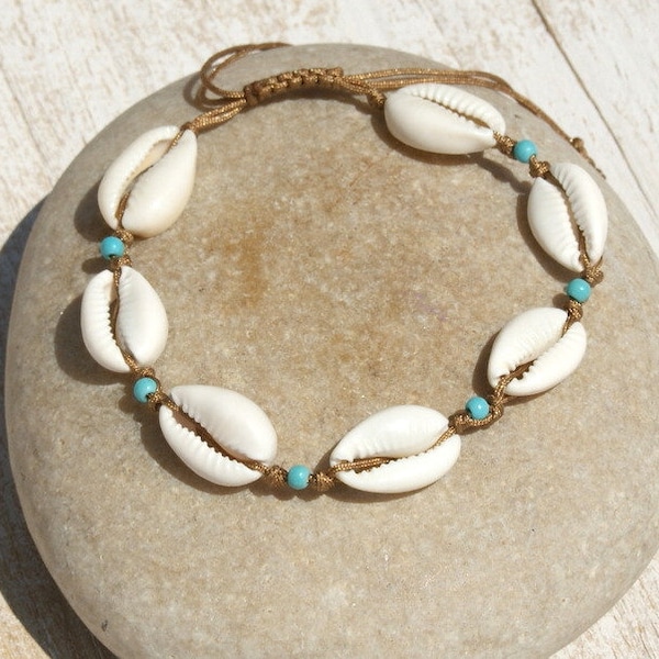 Shell anklet   Cowrie shell anklet  Seashell anklet  beach anklet Summer bracelet Shell bracelet turquoise beaded shell anklet beach jewelry
