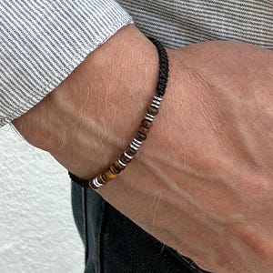 Personalized Morse Code Bracelet,Tiger's Eye beaded,Boyfriend gift,Hidden Message,Adjustable men bracelet