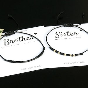 Conjunto de pulseras con código Morse para hermano y hermana, joyas a juego para hermanos, regalo para hermano y hermana.