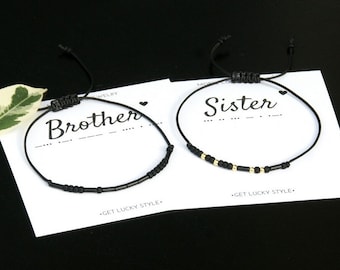 Brother Sister Morse code bracelet set,Matching Sibling jewelry,Brother Sister gift