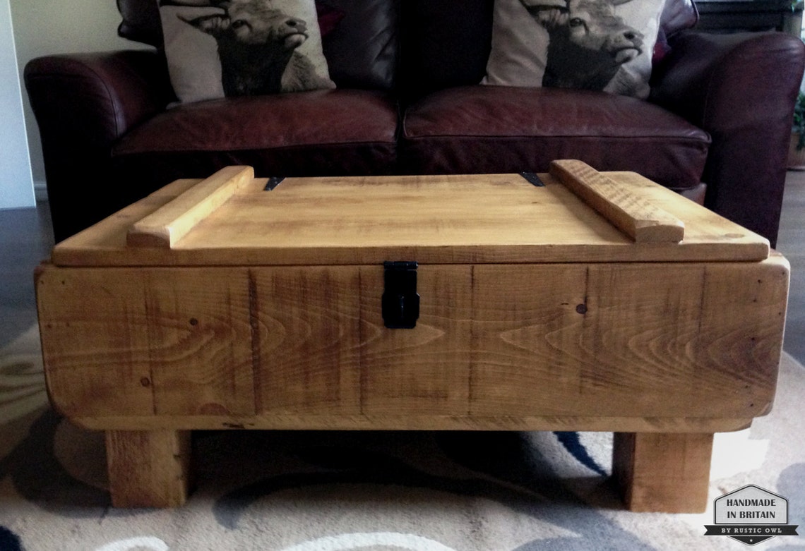 Rustic 3ft Storage Chest Coffee Table. Rough Sawn Plank Pine. Etsy UK