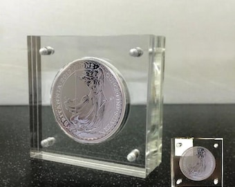 1oz Britannia coin Acrylic Display frame with magnetic seal fix. Free-standing COIN not included. Tracked 48