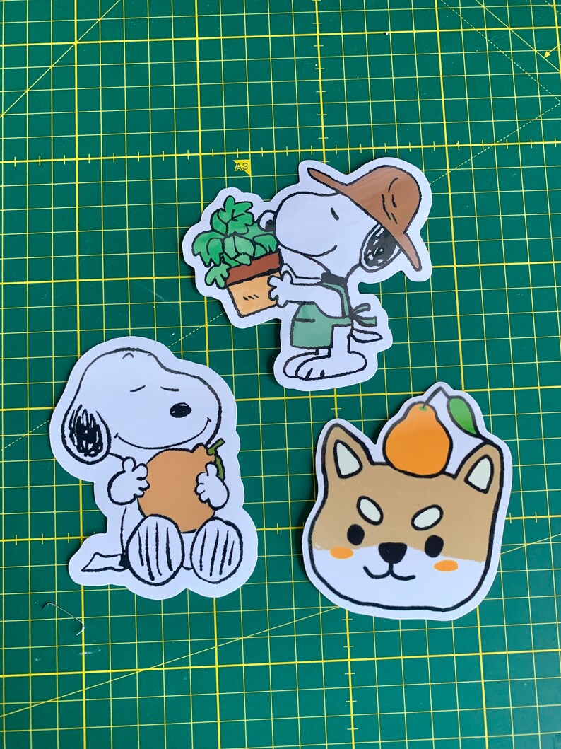 Snoopy Holding Orange Sticker Etsy