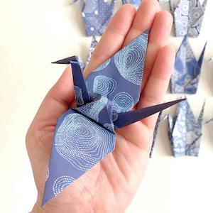 12 Large Origami Cranes-Blue&white paper/ Origami Crane Room Decoration /Origami Cranes immagine 3