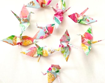 10 Small Origami Cranes: Paper Decorations