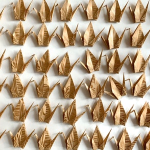 10 Small Origami cranes-Foil finish on Kraft paper/ Origami Crane Cake Toppers/ Cupcake Topper/10 Origami Cranes image 3