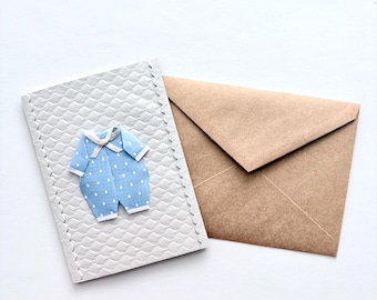Handmade Origami Baby Card, Blank Inside with Envelope