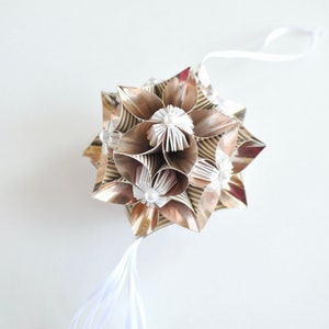 Kusudama Flower, Origami Flower, Paper Flower Ornament, Paper Flower, Room Decor, Paper Flower Ornament, Flower Kusudama image 5