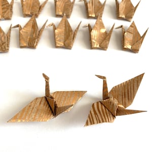 10 Small Origami cranes-Foil finish on Kraft paper/ Origami Crane Cake Toppers/ Cupcake Topper/10 Origami Cranes image 10