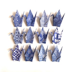 12 Large Origami Cranes-Blue&white paper/ Origami Crane Room Decoration /Origami Cranes immagine 1