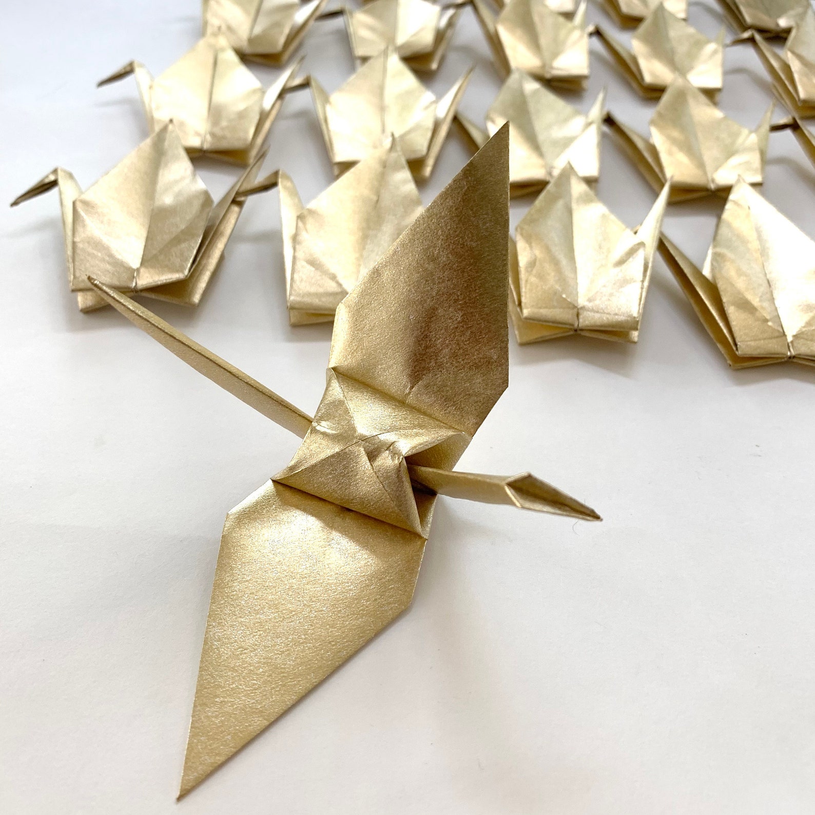 10 Large Paper Cranes/ Gold Origami Cranes/ Origami Room Etsy