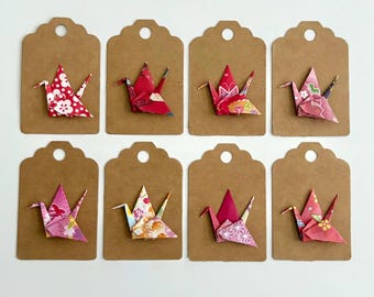 Handmade Origami Crane Gift Tags, Japanese Paper Favor Tags, Wedding Bridal Shower Wrapping