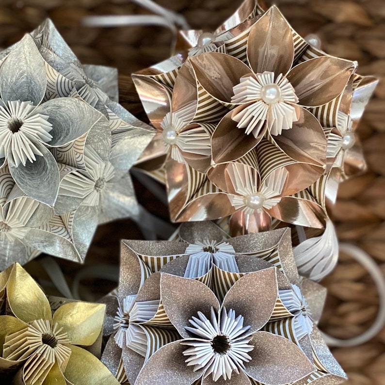 Kusudama Flower, Origami Flower, Paper Flower Ornament, Paper Flower, Room Decor, Paper Flower Ornament, Flower Kusudama image 10