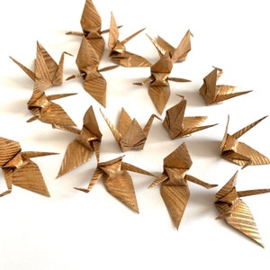 10 Small Origami cranes-Foil finish on Kraft paper/ Origami Crane Cake Toppers/ Cupcake Topper/10 Origami Cranes image 9