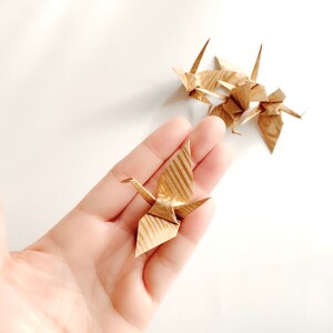 10 Small Origami cranes-Foil finish on Kraft paper/ Origami Crane Cake Toppers/ Cupcake Topper/10 Origami Cranes image 6