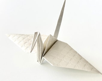 Set of Large Origami Cranes for Wedding and Party Decor, Pearl-White Embossed Origami Cranes