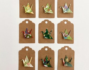 Handmade Origami Crane Gift Tags, Japanese Paper Favor Tags, Wedding Bridal Shower Wrapping