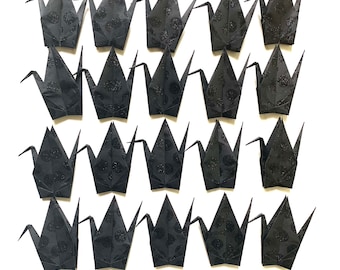 Black Origami Cranes: Glitter Polka Dot Room Decor - Set of 10