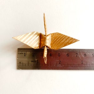 10 Small Origami cranes-Foil finish on Kraft paper/ Origami Crane Cake Toppers/ Cupcake Topper/10 Origami Cranes image 5
