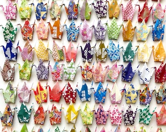 Small/Large Origami Cranes, Origami Cupcake Topper, Room Decor, Tree Ornament