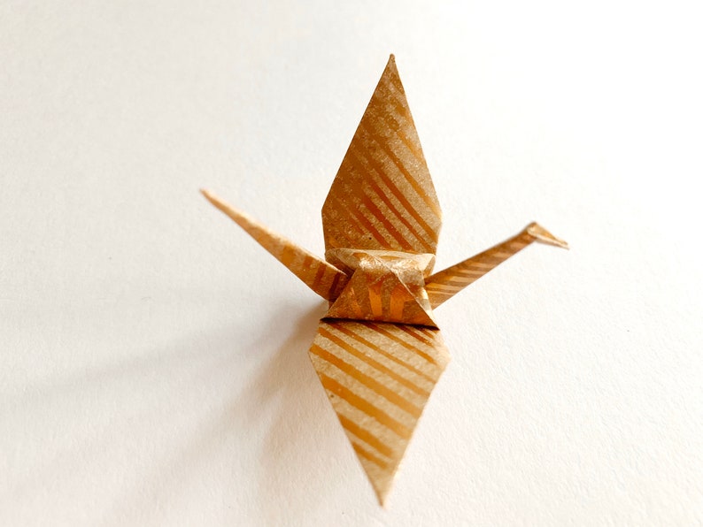 10 Small Origami cranes-Foil finish on Kraft paper/ Origami Crane Cake Toppers/ Cupcake Topper/10 Origami Cranes image 4