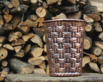 Handmade copper pot basket vase