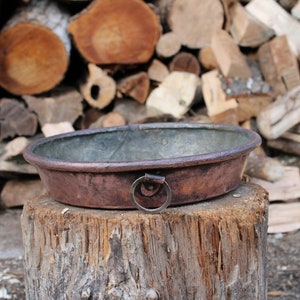 Handmade round antique copper pan pan