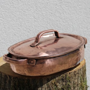 Handcrafted Copper oval Cookware: Enhance Your Culinary Skills with a Touch of Elegance - handmade copper pot - artisan pot