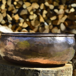 Maceta de cobre hecha a mano personalizable - Maceta redonda lisa y martillada