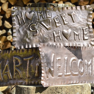 Copper customizable engraved sign board handmade