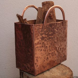 Magazine rack or storage basket, handcrafted copper large planter