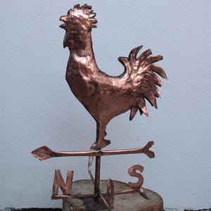 Veleta de cobre hecha a mano - para techos, balcones, marquesinas - con puntos cardinales - muebles de exterior artesanales