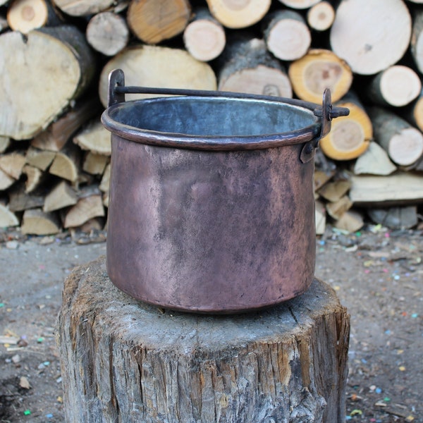 Pot de seau de vase en cuivre antique fait à la main
