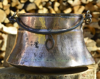 Antique copper pot "bell-shaped" handmade flowerpot