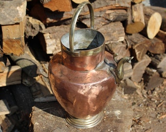 Copper pot vase with spout and handle flowerpot handmade