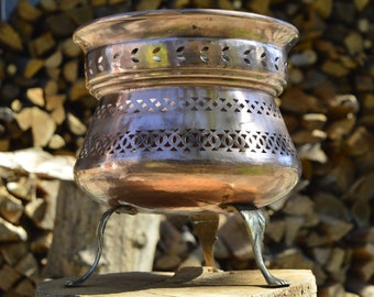 Copper flowerpot holder perforated decoration vase holder handmade