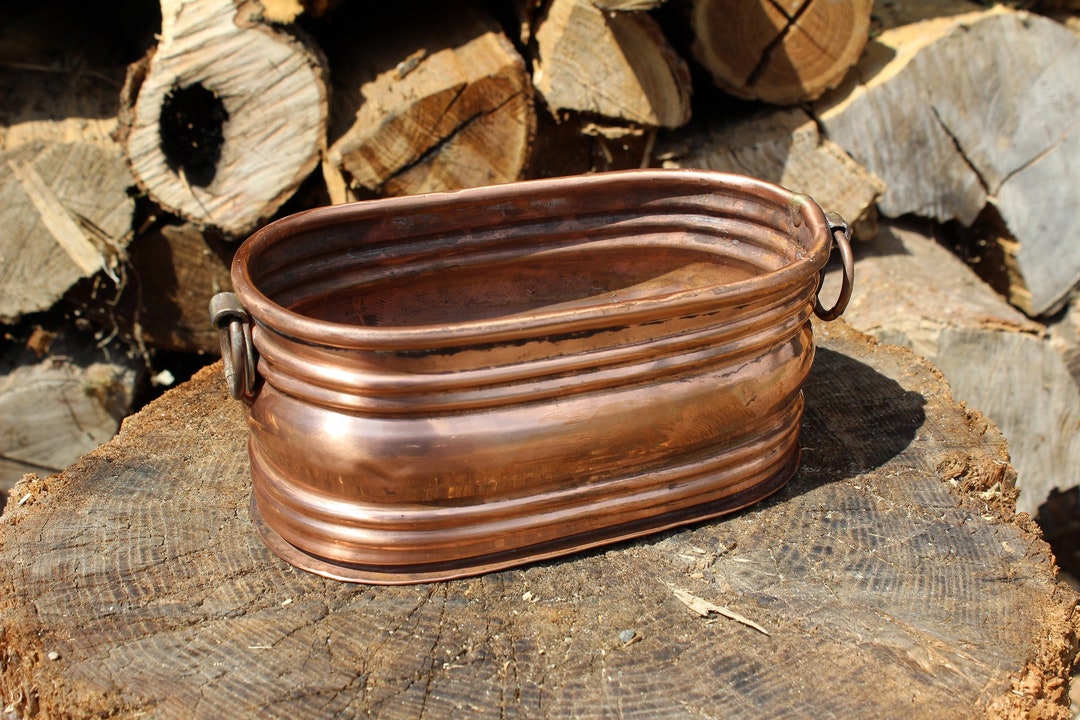 Copper Oval Planter Vase, Antique, Handmade Etsy
