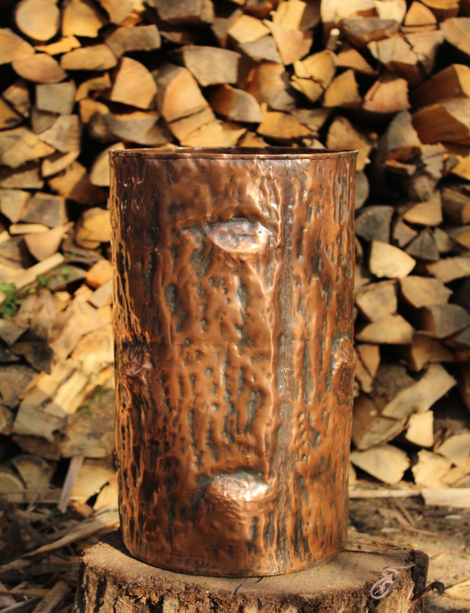 Handmade Copper Umbrella Stand Tree Trunck Etsy