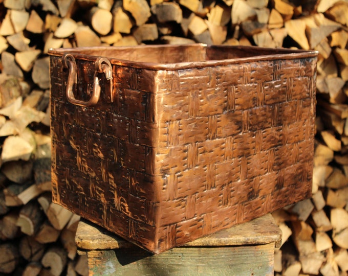 Copper Handcrafted Log Holder Basket Etsy