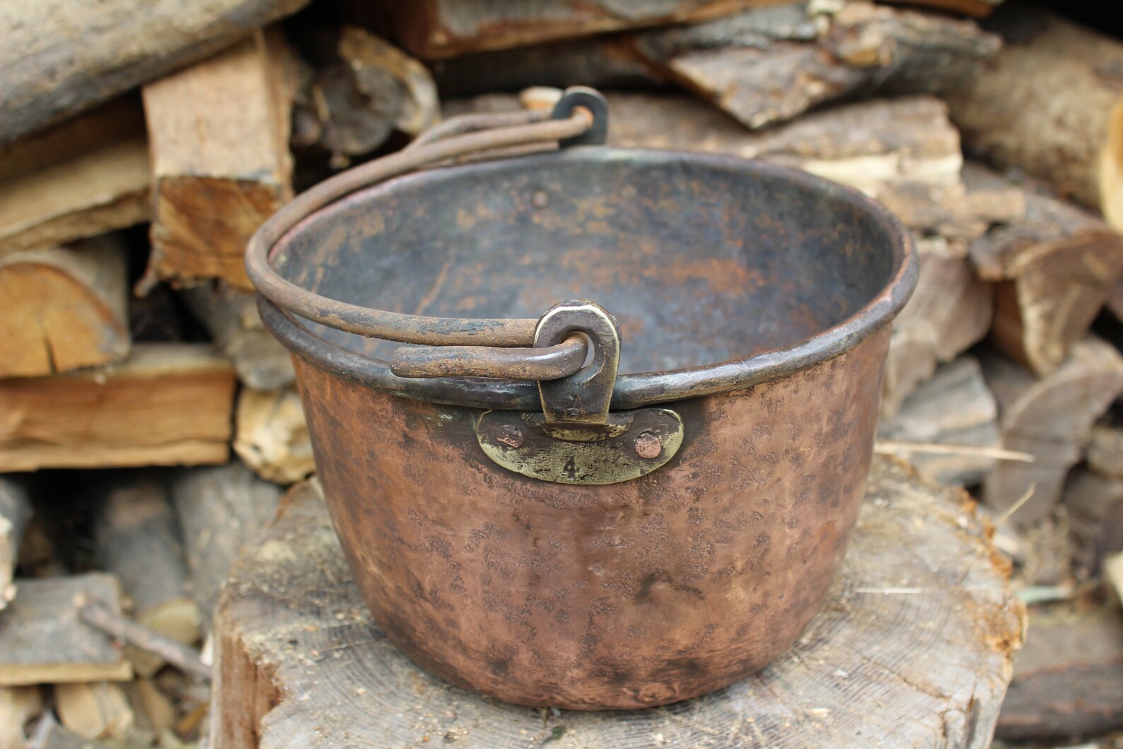 Antique Copper Pot Handle Flowerpot Restored Handmade Etsy UK
