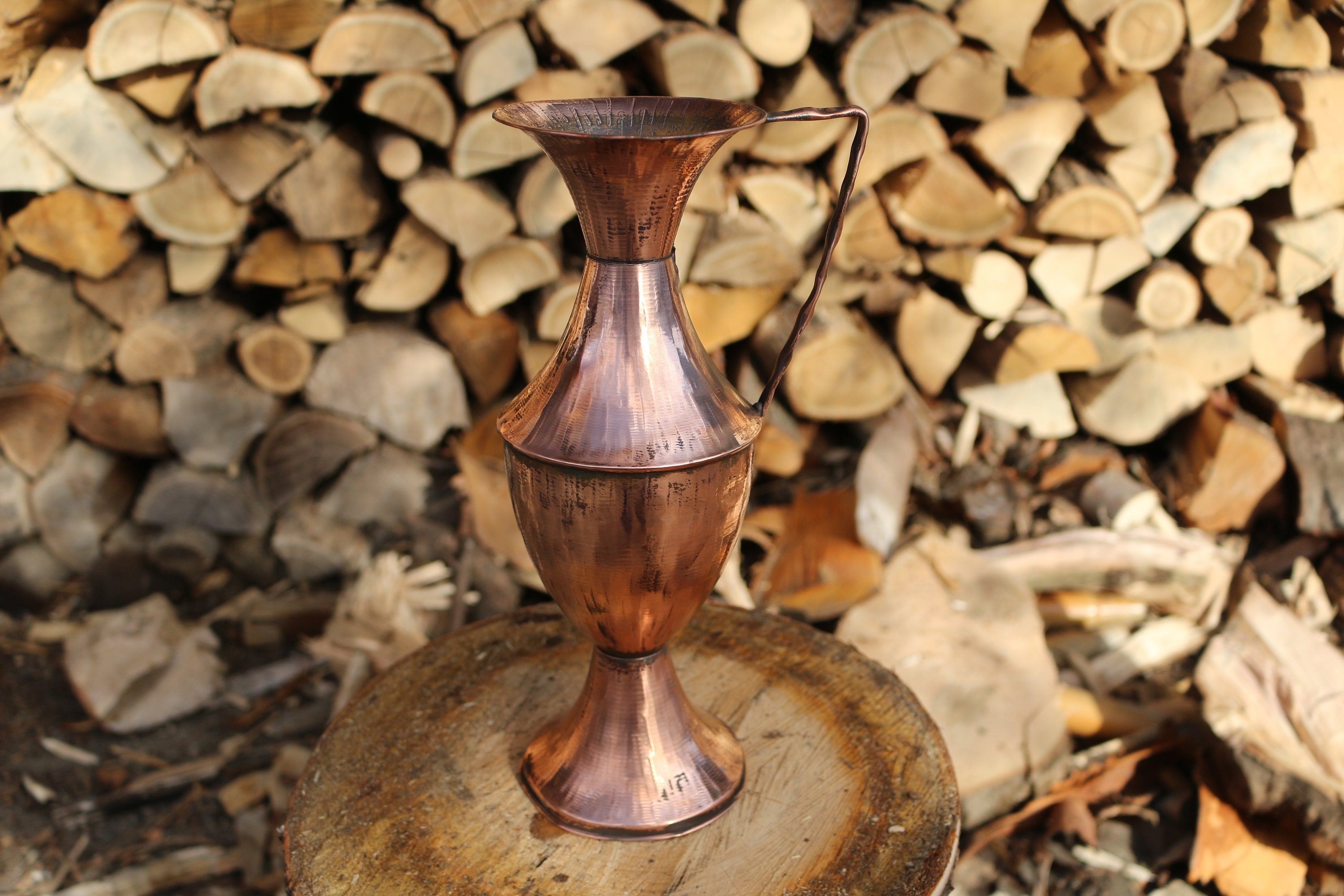 Elegant Handmade Tall Copper Vase Flowerpot - Unique Decorative Ornament