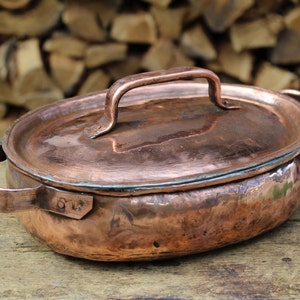 Handmade Oval Copper Pot , copper cookware , copper oval pot