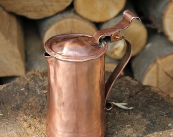 Coffee pot teapot small jug in tinned copper and handmade